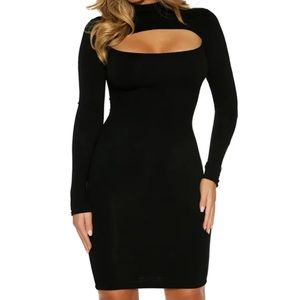 Naked wardrobe black long sleeve cut out dress.
